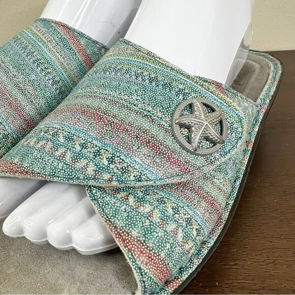 Alegria Sandals Kylee Slip On Leather Seascape Comfort Slides Womens 39/ US 9 - Picture 3 of 11